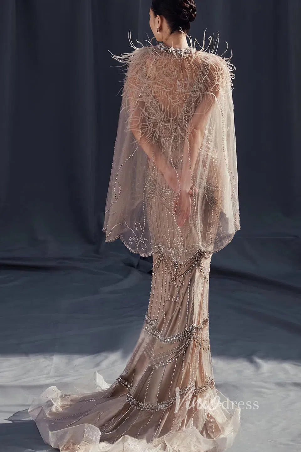2 Piece Beaded Prom Dresses Vintage 20s Formal Party Dress FD2475-Evening Dresses 2025 -Viniodress-Taupe-US 2-