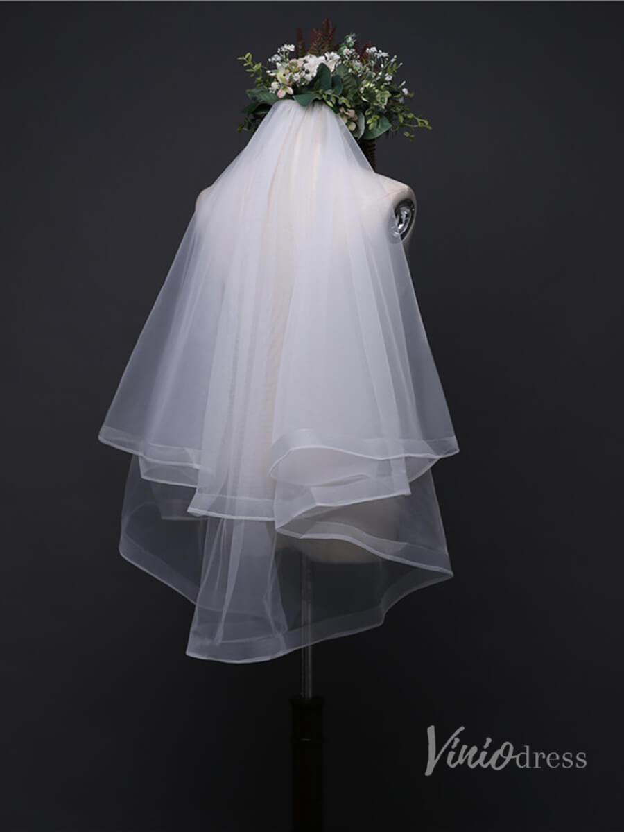 2 Tier Short Blusher Veil Viniodress TS17133-Bridal Veil 2025 -Viniodress-Ivory-