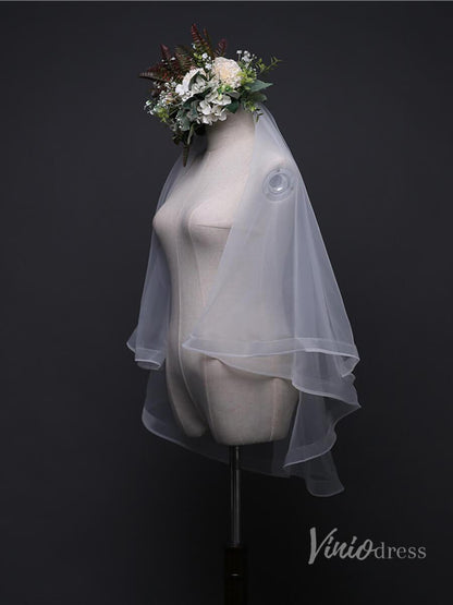 2 Tier Short Blusher Veil Viniodress TS17133-Bridal Veil 2025 -Viniodress-Ivory-