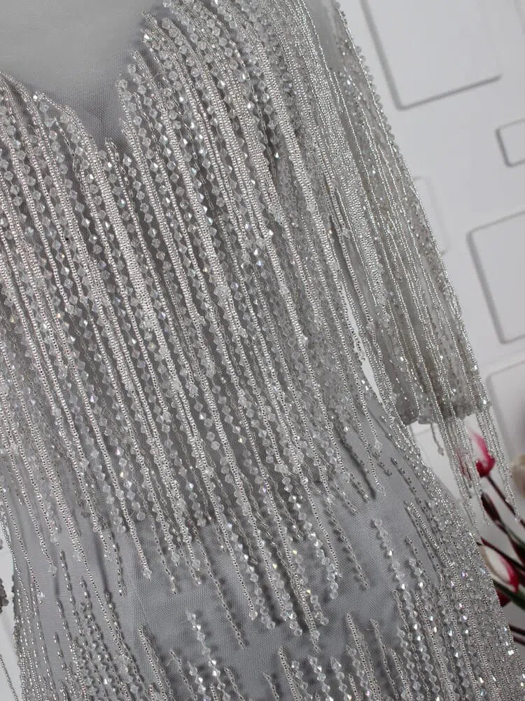 20s Gatsby Party Dresses Beaded Flapper Formal Dress with Sleeves FD1442-Evening Dresses 2025 -Viniodress-Gold-Custom Size-