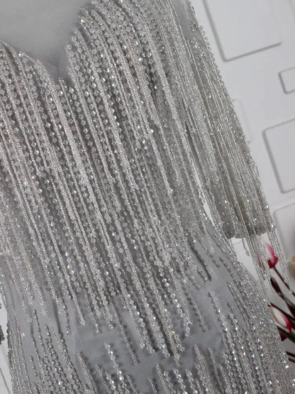 20s Gatsby Party Dresses Beaded Flapper Formal Dress with Sleeves FD1442-Evening Dresses 2025 -Viniodress-Gold-Custom Size-