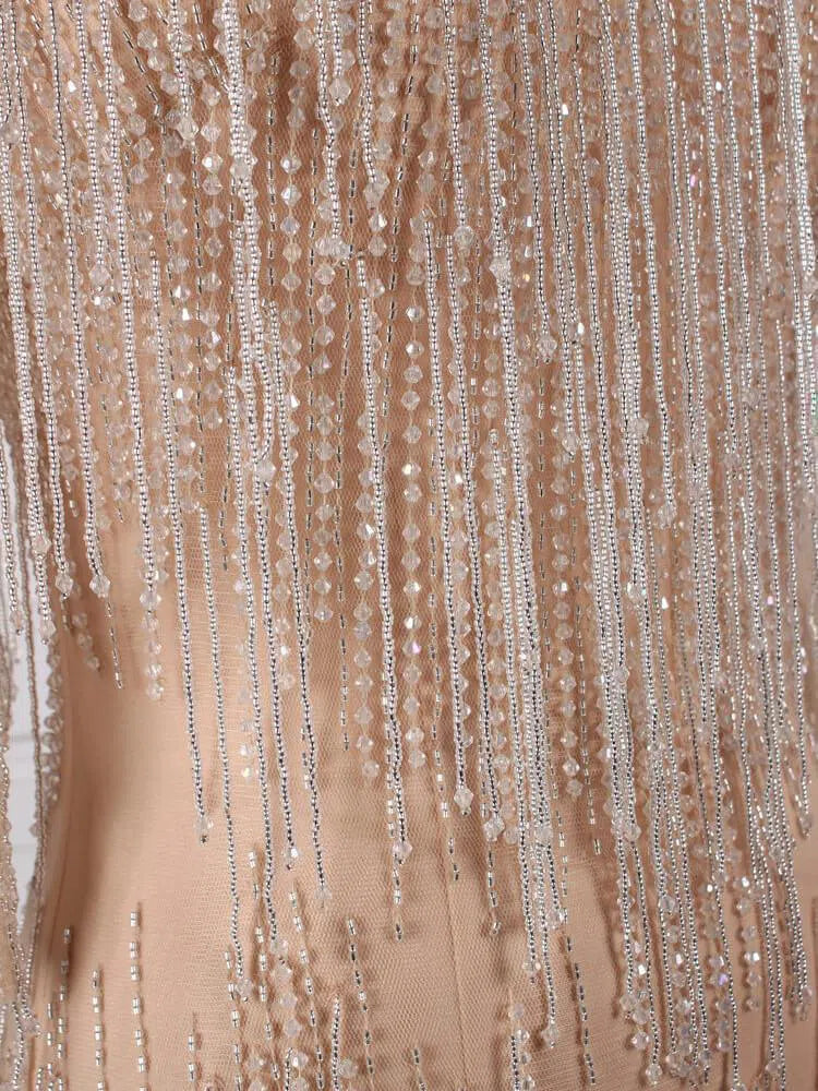 20s Gatsby Party Dresses Beaded Flapper Formal Dress with Sleeves FD1442-Evening Dresses 2025 -Viniodress-Gold-Custom Size-