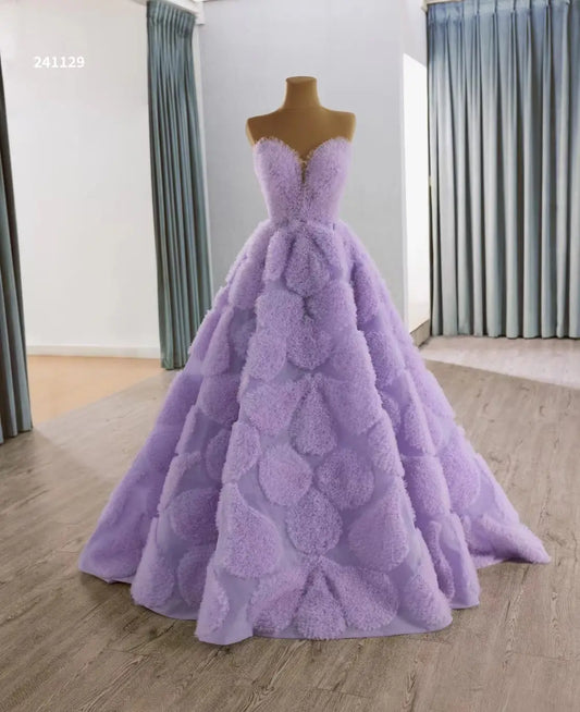 Strapless Lavender Debutante Dresses Lilac Ruffle Wedding Gowns 241129