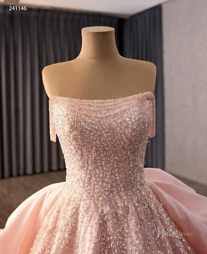 Robe de bal rose de luxe, manches cape, robe de coing Vintage, FD1665 viniodress