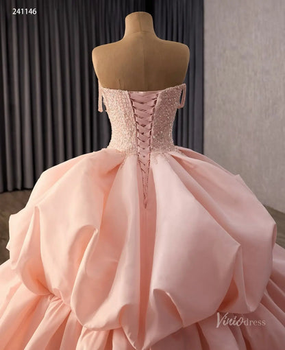 Robe de bal rose de luxe, manches cape, robe de coing Vintage, FD1665 viniodress
