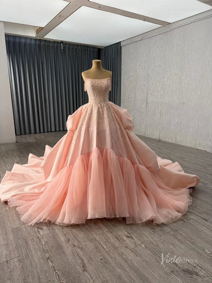 Robe de bal rose de luxe, manches cape, robe de coing Vintage, FD1665 viniodress