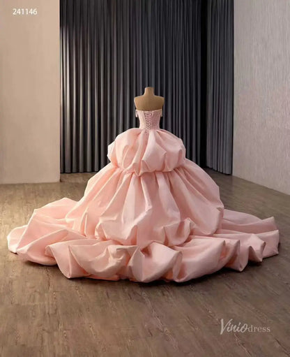 Robe de bal rose de luxe, manches cape, robe de coing Vintage, FD1665 viniodress
