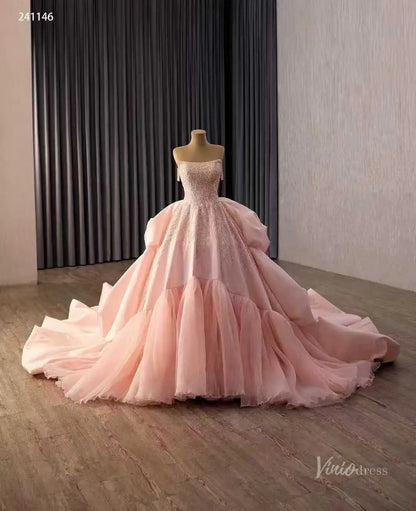 Robe de bal rose de luxe, manches cape, robe de coing Vintage, FD1665 viniodress