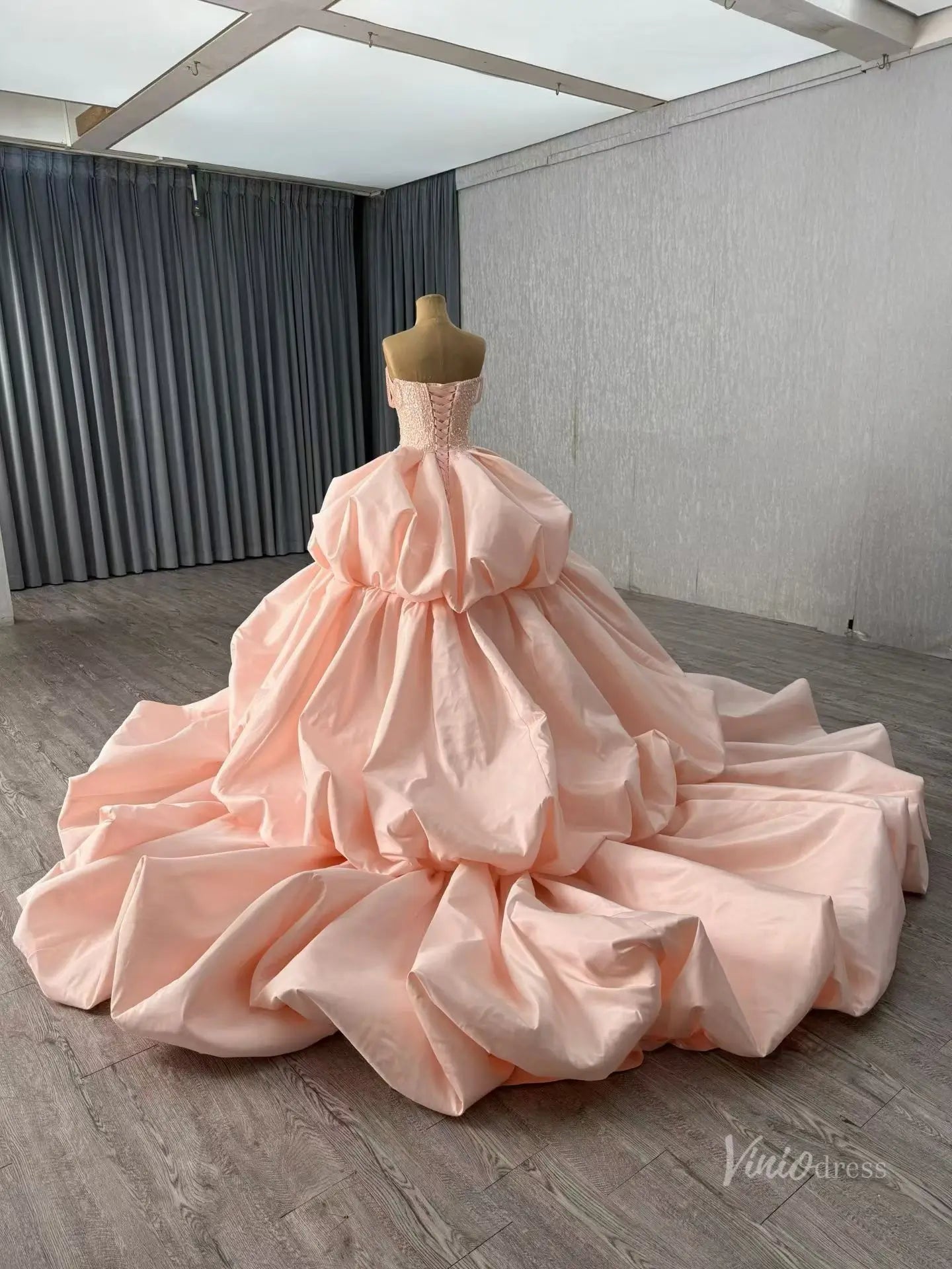 Robe de bal rose de luxe, manches cape, robe de coing Vintage, FD1665 viniodress