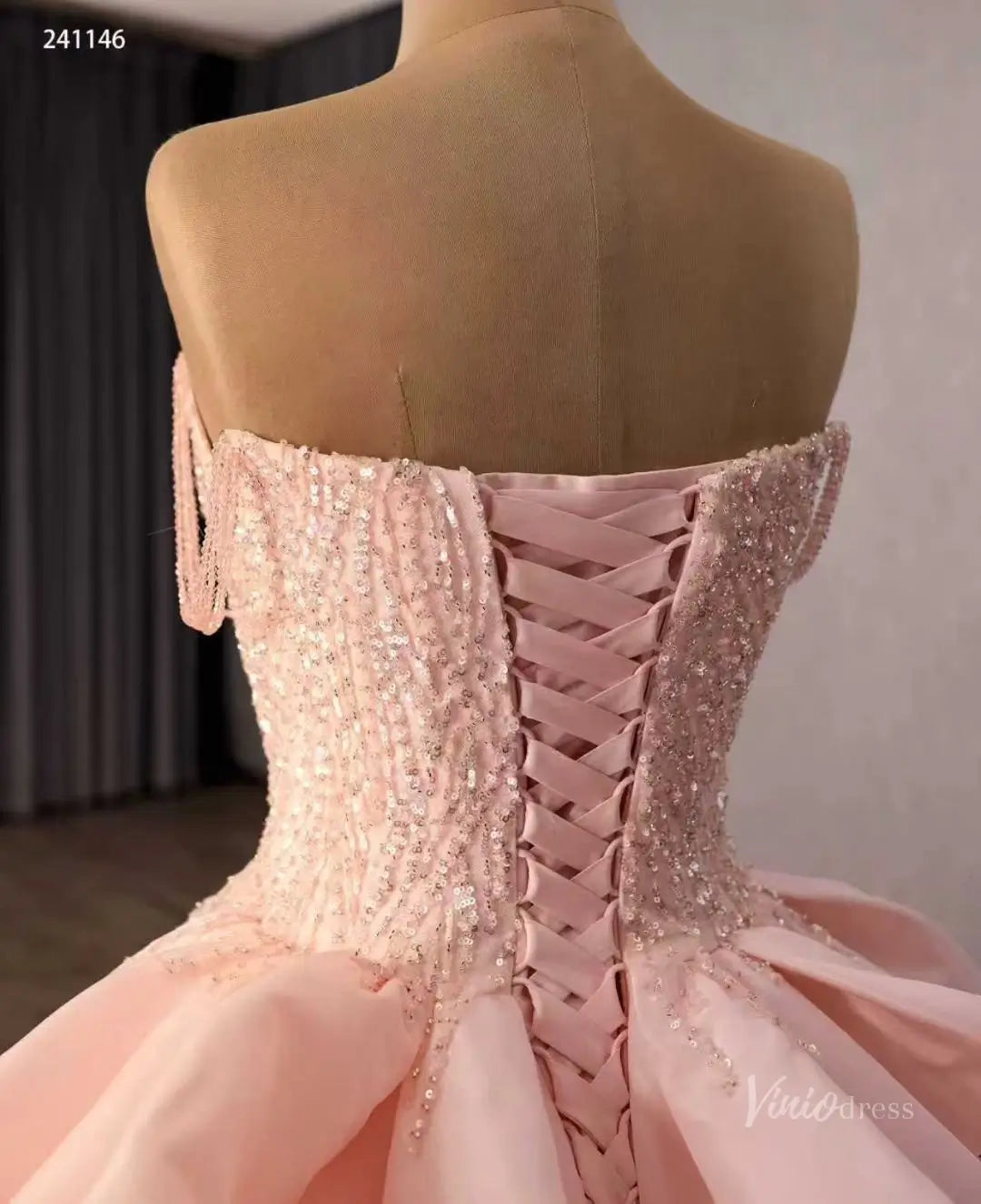 Robe de bal rose de luxe, manches cape, robe de coing Vintage, FD1665 viniodress