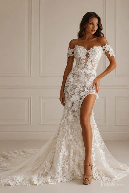 3D Flower Boho Wedding Dress