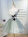 3D Floral Appliquéd Mint Homecoming Dresses SD1019-homecoming dresses-Viniodress-As Picture-Custom Size-Viniodress