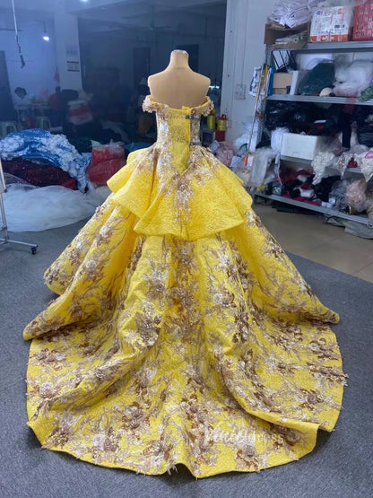 3D Floral Dark Red Quinceañera Dresses Off the Shoulder Ball Gown viniodress-prom dresses 2025 -Viniodress-Dark Red-US 2-