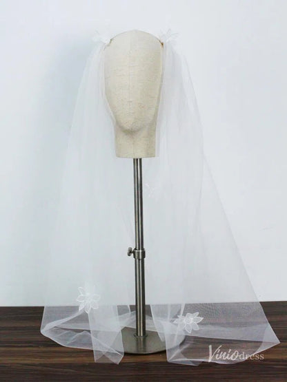 3D Floral Juliet Cap Veils Viniodress AC1298-Bridal Veil 2025 -Viniodress-Ivory-