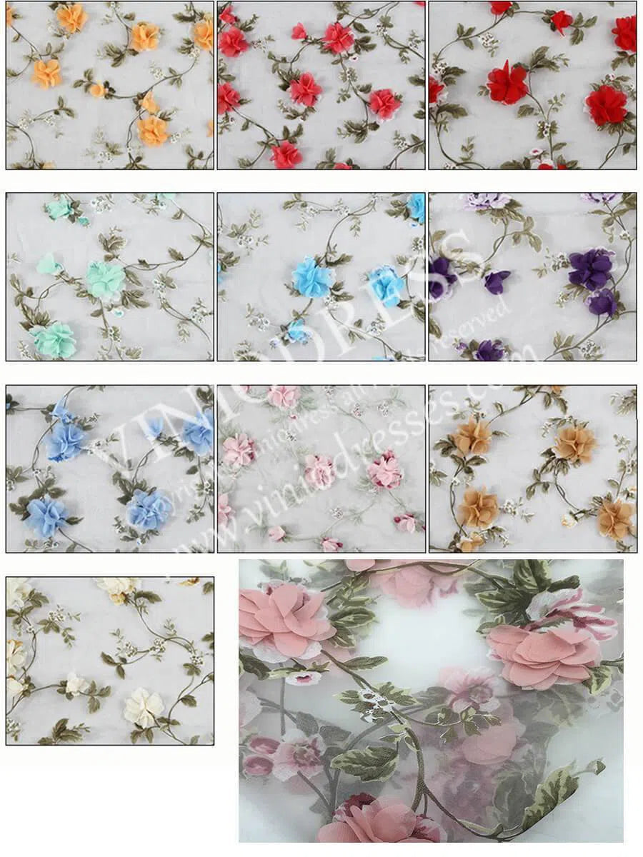 3D Floral Prom Dresses for Teens V-neck Flower Blossom Ball Gowns FD1685-prom dresses 2025 -Viniodress-Pink-Custom Size-