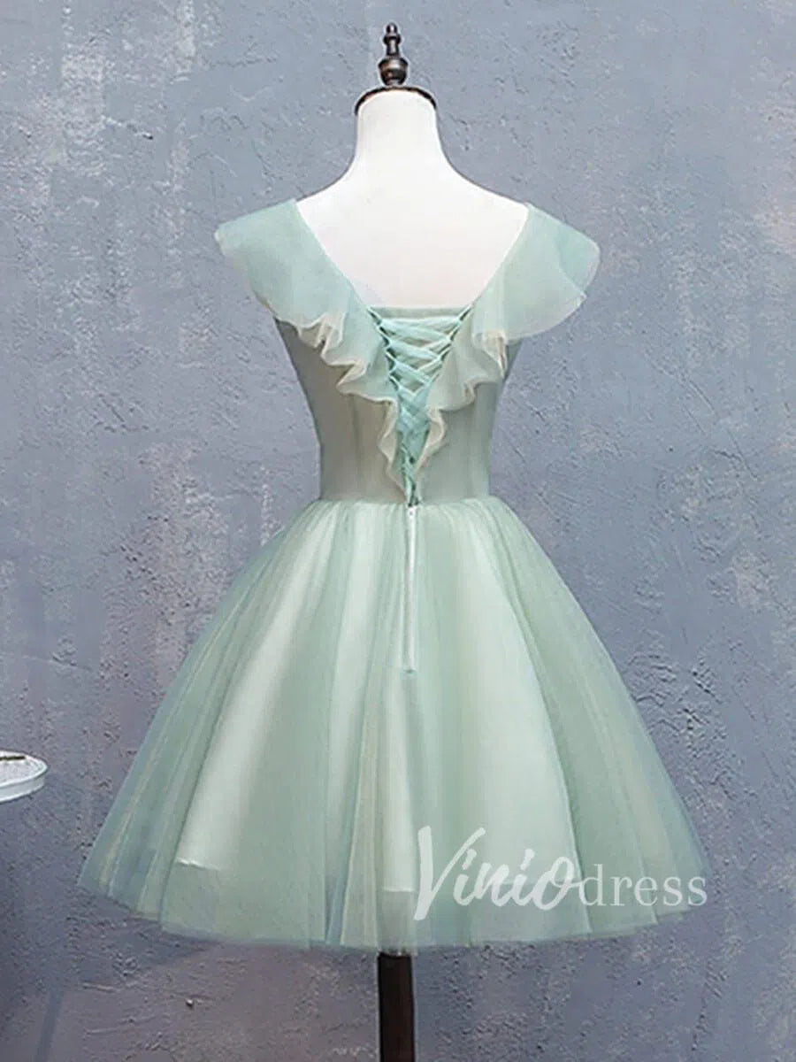 3D Floral Seafoam Green Homecoming Dresses Cheap SD1175-homecoming dresses-Viniodress-Viniodress