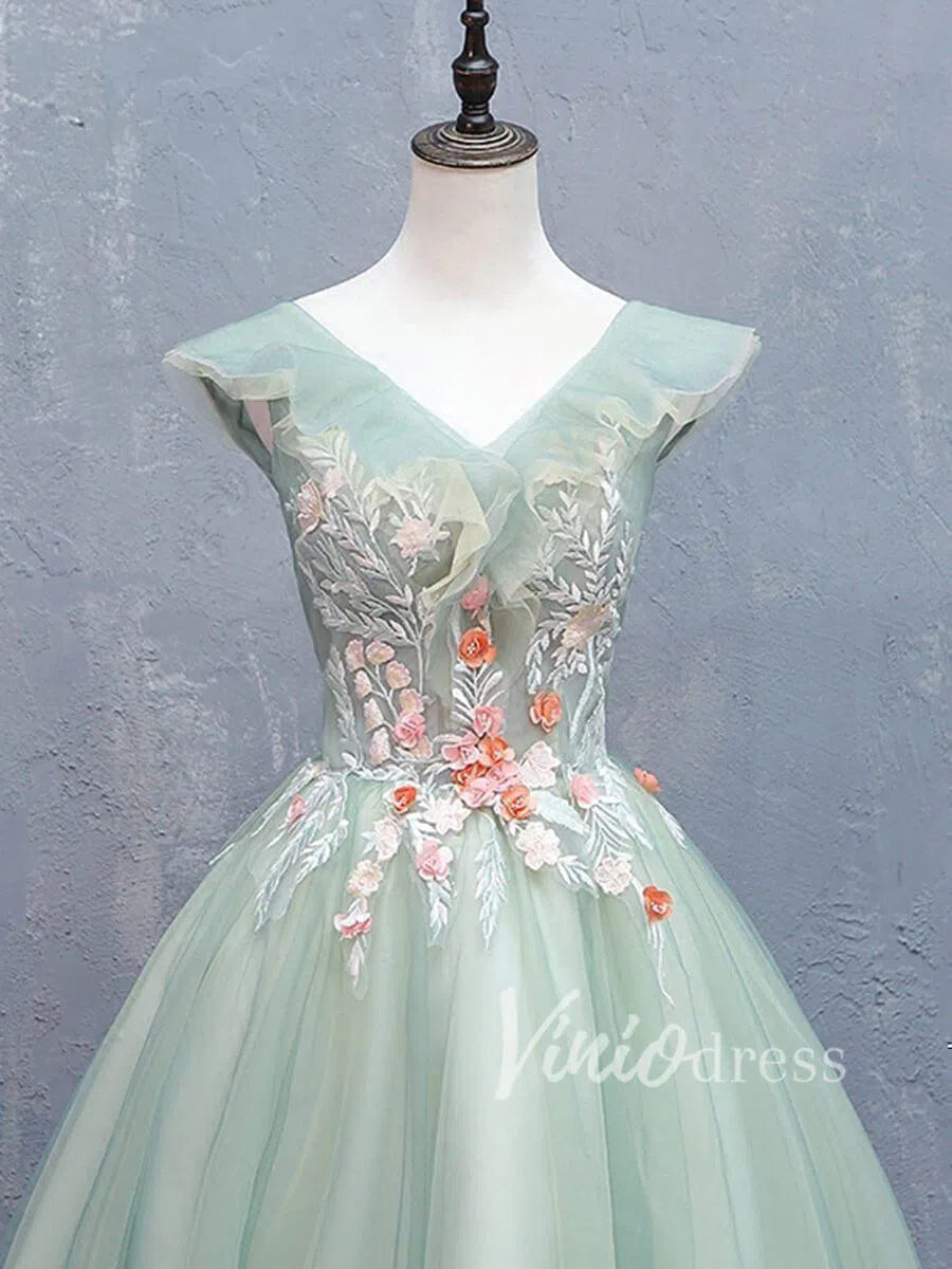 3D Floral Seafoam Green Homecoming Dresses Cheap SD1175-homecoming dresses-Viniodress-Viniodress