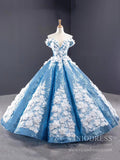 Prom Dress 2025 3D Floral Sequin Ball Gown Prom Dresses FD1109-unique Quinceanera Dresses-Light Blue-Custom Size-Viniodress