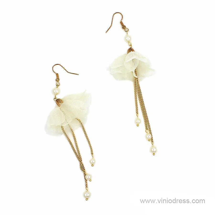 3D Flower Headband with Crystals, Ivory Flower Drop Earrings ACC1091-Headpieces 2025 -Viniodress-Headband-