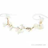 3D Flower Headband with Crystals, Ivory Flower Drop Earrings ACC1091-Headpieces-Viniodress-Viniodress