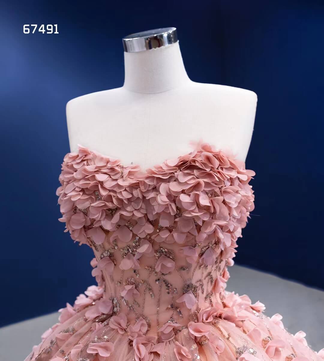 3D Flower Pink Sweet 16 Dress with Cape Vintage Ball Gown 67491-Quinceanera Dresses 2025 -Viniodress-Blush Pink-Custom Size-