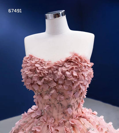 3D Flower Pink Sweet 16 Dress with Cape Vintage Ball Gown 67491-Quinceanera Dresses 2025 -Viniodress-Blush Pink-Custom Size-