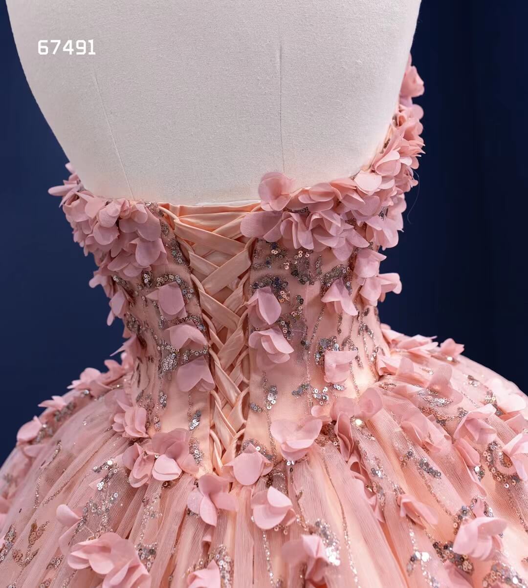 3D Flower Pink Sweet 16 Dress with Cape Vintage Ball Gown 67491-Quinceanera Dresses 2025 -Viniodress-Blush Pink-Custom Size-