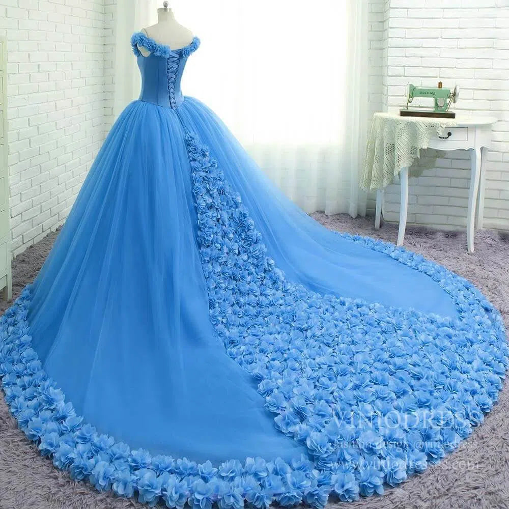 3D Flower Quinceanera Dresses Cinderella Ball Gowns VW1040-Quinceanera Dresses-Viniodress-Viniodress