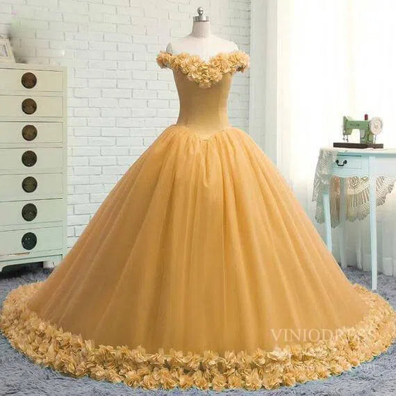 3D Flower Quinceanera Dresses Cinderella Ball Gowns VW1040-Quinceanera Dresses-Viniodress-Viniodress