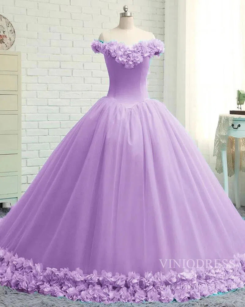 3D Flower Quinceanera Dresses Cinderella Ball Gowns VW1040-Quinceanera Dresses-Viniodress-Viniodress