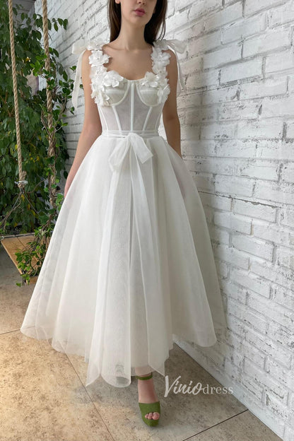 3D Flowers Prom Dresses with Pockets Ankle Length Formal Dress FD2991-prom dresses 2025 -Viniodress-Ivory-Custom Size-