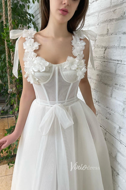 3D Flowers Prom Dresses with Pockets Ankle Length Formal Dress FD2991-prom dresses 2025 -Viniodress-Ivory-Custom Size-