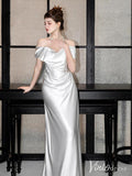 Ivory Smooth Satin Mermaid Prom Dresses Off the Shoulder Evening Dress AD1320