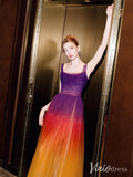 Ombre Tulle Cheap Prom Dresses with Slit Sleeveless A-Line Evening Dress AD1322