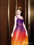 Ombre Tulle Cheap Prom Dresses with Slit Sleeveless A-Line Evening Dress AD1322