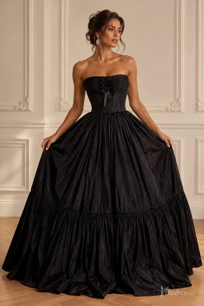 Strapless Satin Corset Ball Gown Prom Dress with Removable Bows AS122