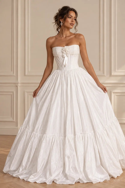 Strapless Satin Corset Ball Gown Prom Dress with Removable Bows AS122