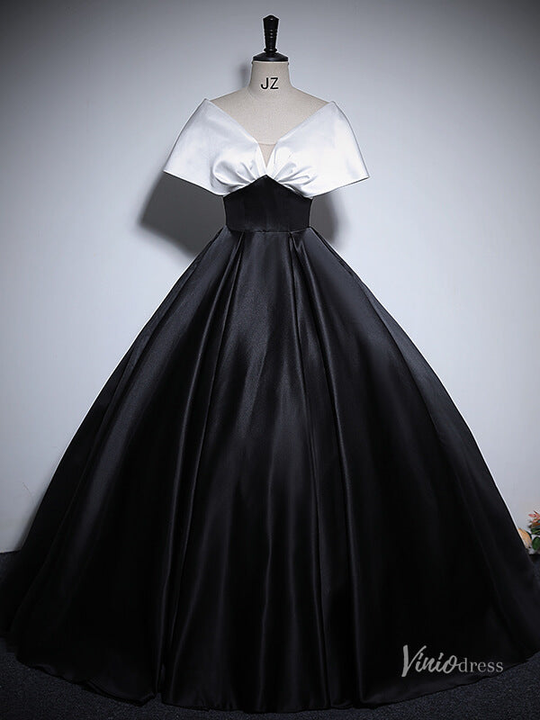 Prom Dress 2025 Black Smooth Satin Prom Ball Gown Off the Shoulder Formal Dresses BG062-unique prom dresses-Black-Custom Size-Viniodress