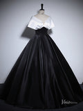 Prom Dress 2025 Black Smooth Satin Prom Ball Gown Off the Shoulder Formal Dresses BG062-unique prom dresses-Black-Custom Size-Viniodress