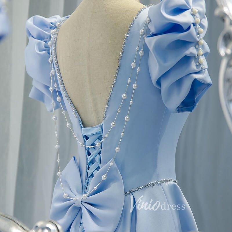 Baby Blue A-line Prom Dresses with Bow on Back FD2634-prom dresses 2025 -Viniodress-Light Blue-Custom Size-