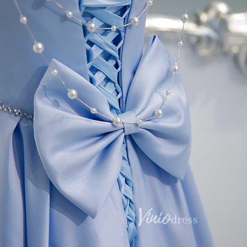 Baby Blue A-line Prom Dresses with Bow on Back FD2634-prom dresses 2025 -Viniodress-Light Blue-Custom Size-