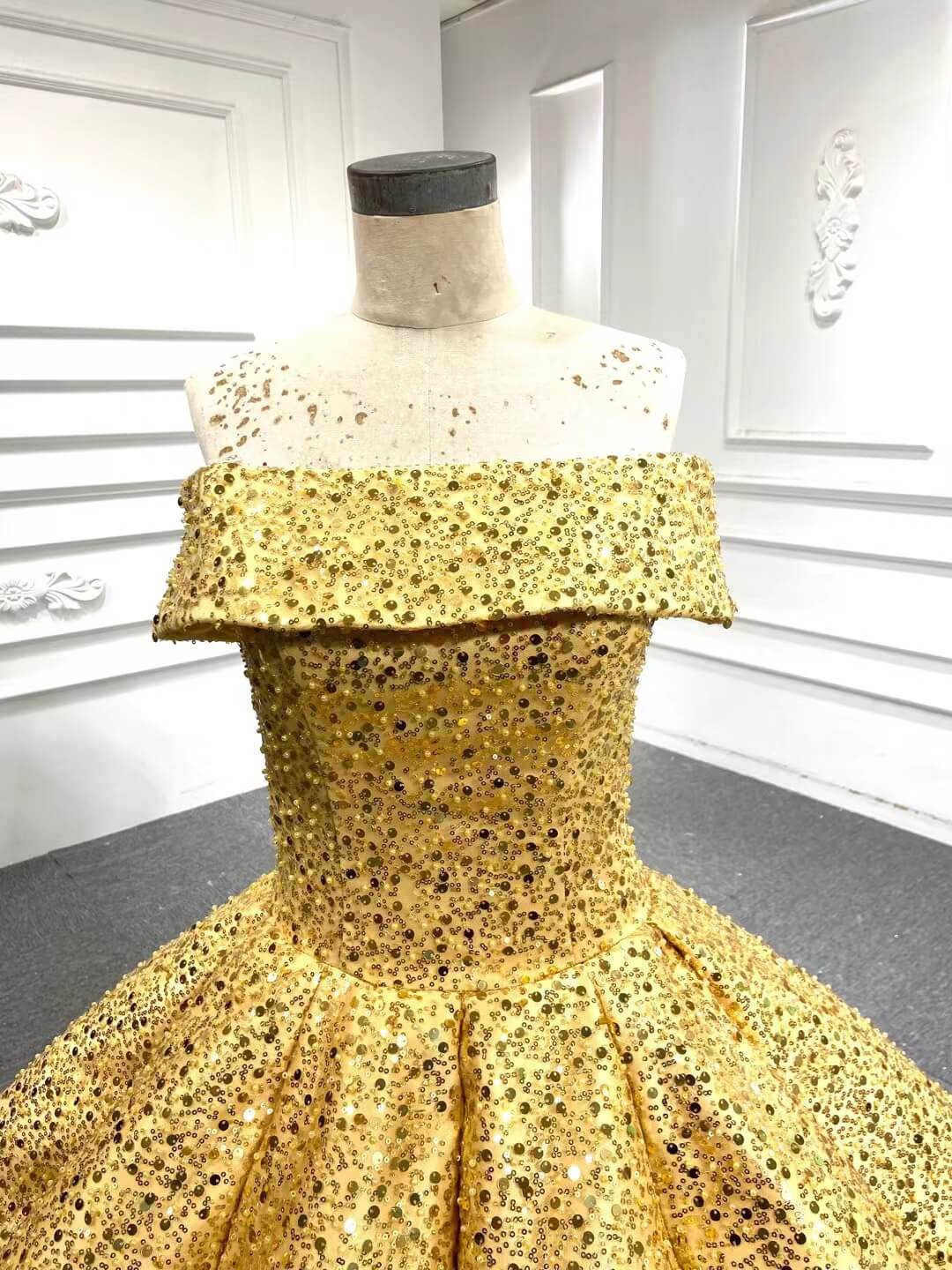 Beaded Gold Ball Gown Wedding Dresses 66567-Quinceanera Dresses 2025 -Viniodress-Gold-Custom Size-