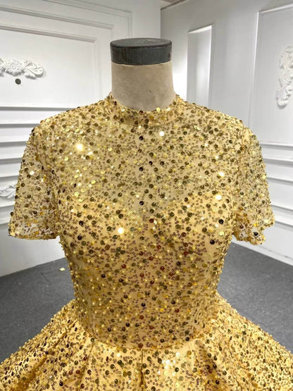 Beaded Gold Ball Gown Wedding Dresses 66567-Quinceanera Dresses 2025 -Viniodress-Gold-Custom Size-
