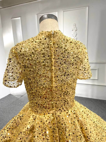 Beaded Gold Ball Gown Wedding Dresses 66567-Quinceanera Dresses 2025 -Viniodress-Gold-Custom Size-