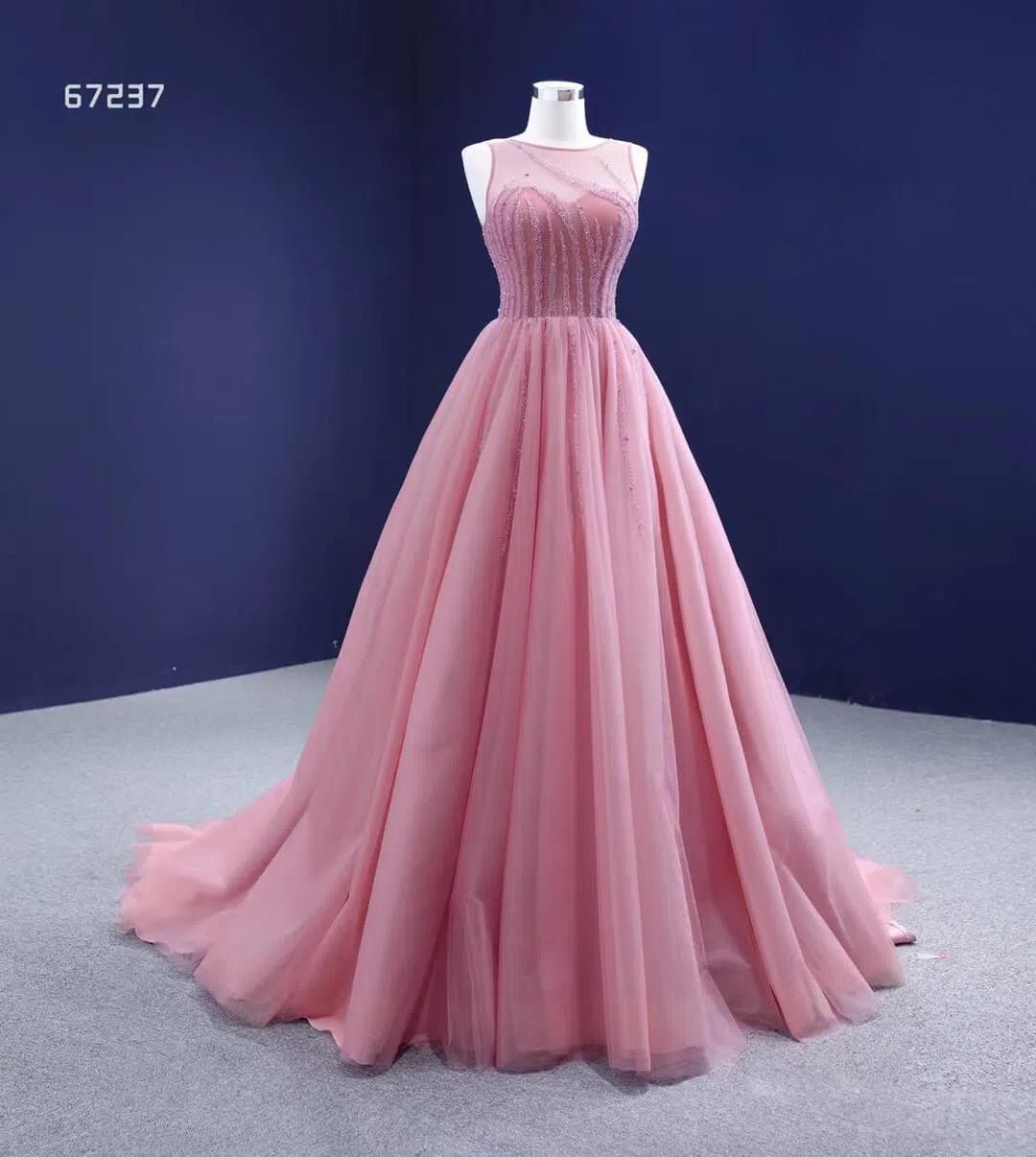 Beaded Green Ball Gown Rose Pink Prom Dresses 67237 viniodress-Quinceanera Dresses 2025 -Viniodress-Green-Custom Size-