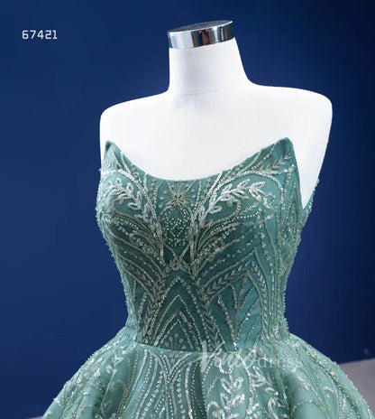 Beaded Greyish-Green Ball Gown Formal Dresses Strapless 67421-Quinceanera Dresses 2025 -Viniodress-Greyish Green-Custom Size-