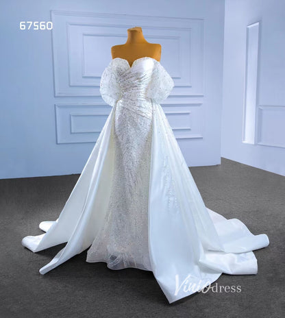 Beaded Modern Wedding Dresses with Detachable Overskirt 67560-wedding dresses 2025 -Viniodress-Ivory-Custom Size-