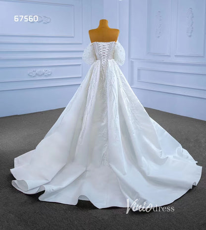 Beaded Modern Wedding Dresses with Detachable Overskirt 67560-wedding dresses 2025 -Viniodress-Ivory-Custom Size-