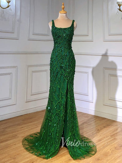 Beaded Overskirt Sheath Evening Dress with Slit 20033-Evening Dresses 2025 -Viniodress-As Picture-US 2-