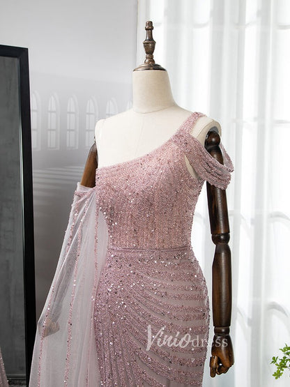 Beaded Prom Dressses Watteau Train Cape Pageant Evening Dress 20002-Evening Dresses 2025 -Viniodress-As Picture-US 2-